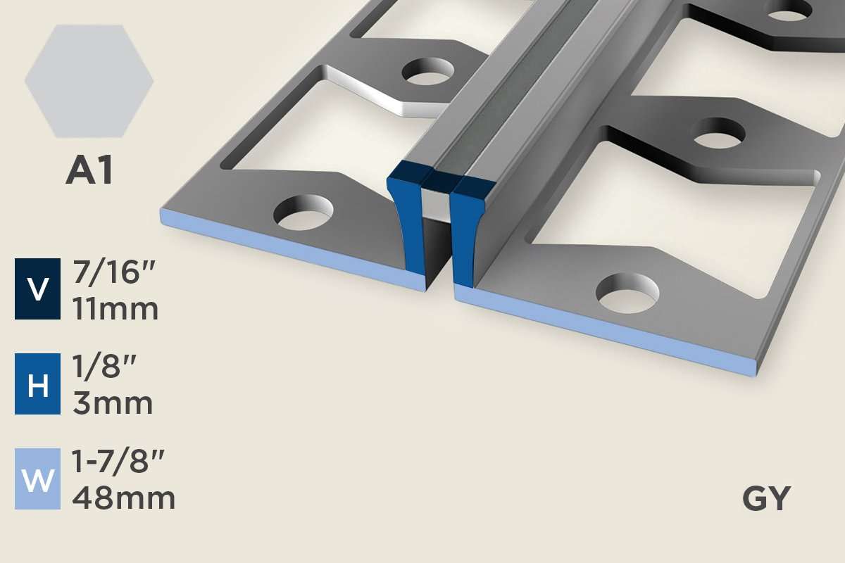 KE-A — Expansion Profile – Punched – 3mm (1/8") – Silver w/GY Insert