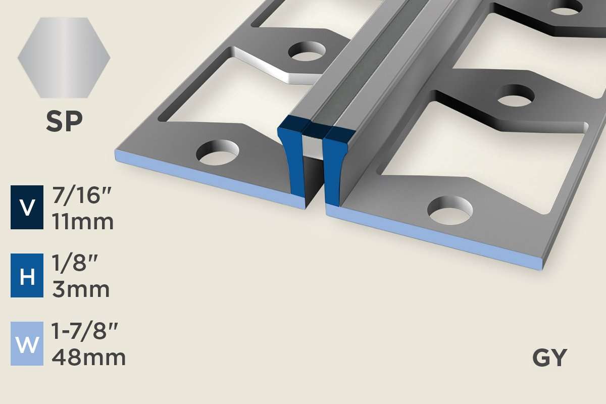 KE-A — Expansion Profile – Punched – 3mm (1/8") – Stainless Steel Polished w/GY Insert