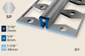 KE-A — Expansion Profile – Punched – 6mm (1/4") – Stainless Steel Polished w/GY Insert