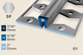 KE-A — Expansion Profile – Punched – 8mm (5/16") – Stainless Steel Polished w/GY Insert