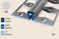 KE-A — Expansion Profile – Punched – 10mm (3/8") – Silver w/GY Insert