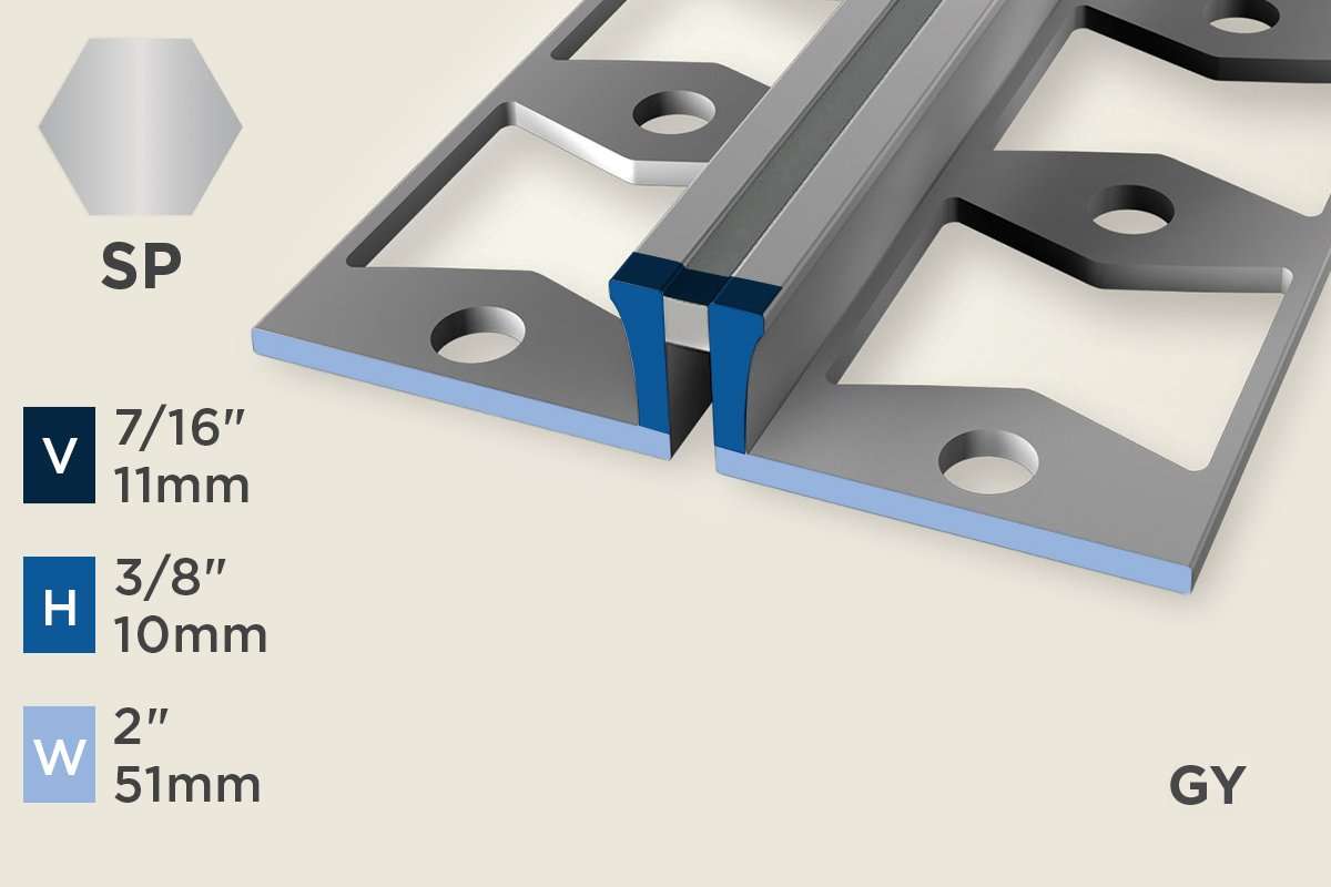 KE-A — Expansion Profile – Punched – 10mm (3/8") – Stainless Steel Polished w/GY Insert