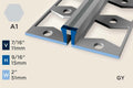 KE-A — Expansion Profile – Punched – 15mm (9/16") – Silver w/GY Insert