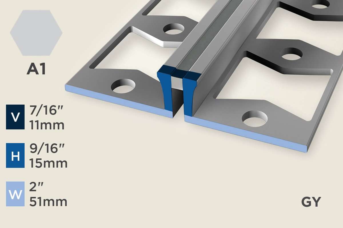 KE-A — Expansion Profile – Punched – 15mm (9/16") – Silver w/GY Insert