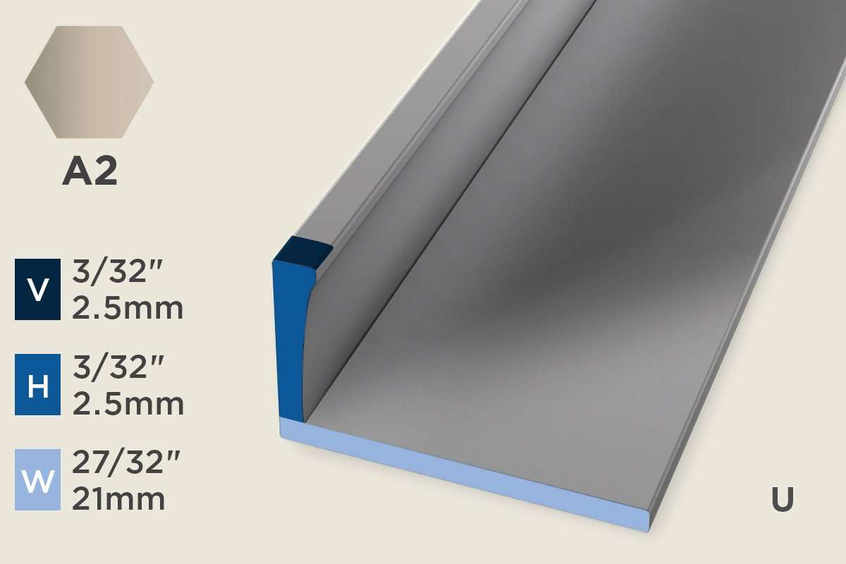 KO-A — Original Floor Profile – Edge Trim – 2.5mm (3/32") – Unpunched – Sand