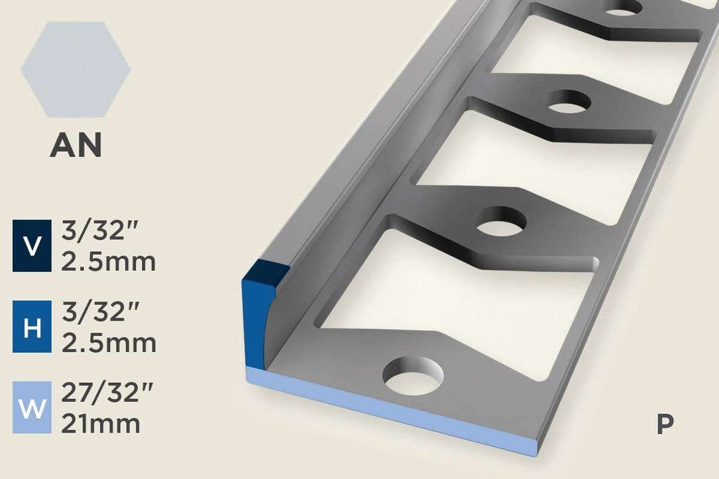 KO-A — Original Floor Profile – Edge Trim – 2.5mm (3/32") – Punched – Natural Aluminum