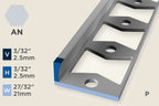 KO-A — Original Floor Profile – Edge Trim – 2.5mm (3/32") – Punched – Natural Aluminum