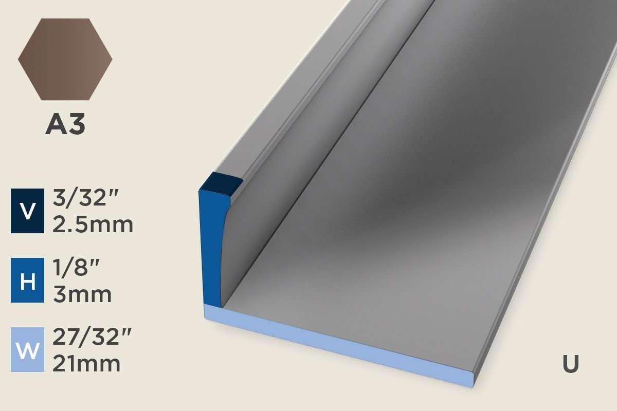 KO-A — Original Floor Profile – Edge Trim – 3mm (1/8") – Unpunched – Bronze