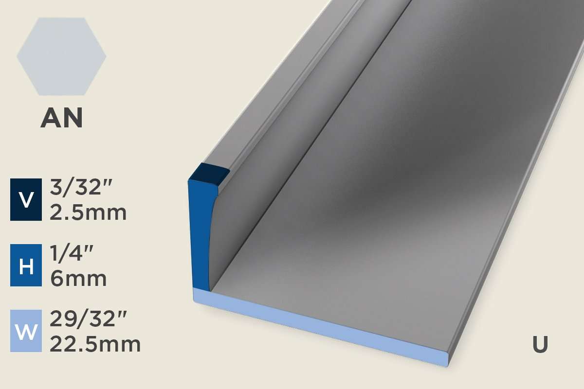 KO-A — Original Floor Profile – Edge Trim – 6mm (1/4") – Unpunched – Natural Aluminum