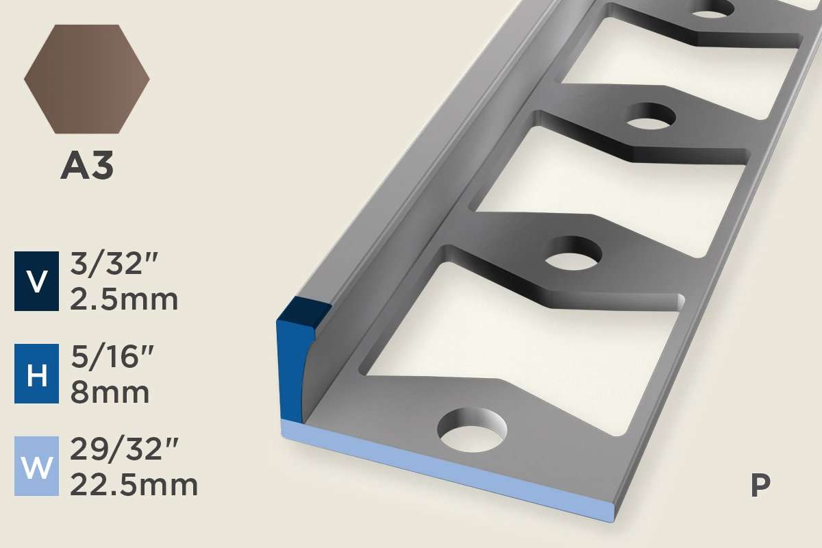 KO-A — Original Floor Profile – Edge Trim – 8mm (5/16") – Punched – Bronze