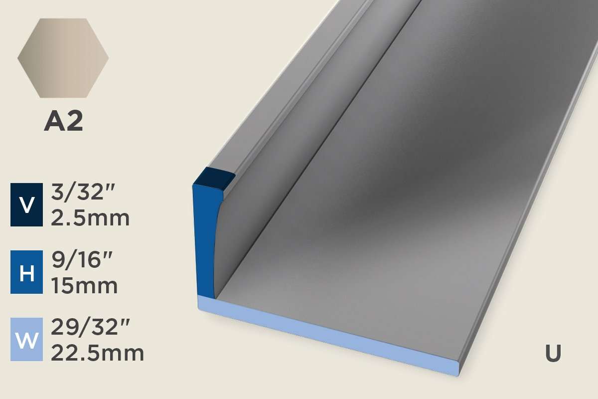 KO-A — Original Floor Profile – Edge Trim – 15mm (9/16") – Unpunched – Sand