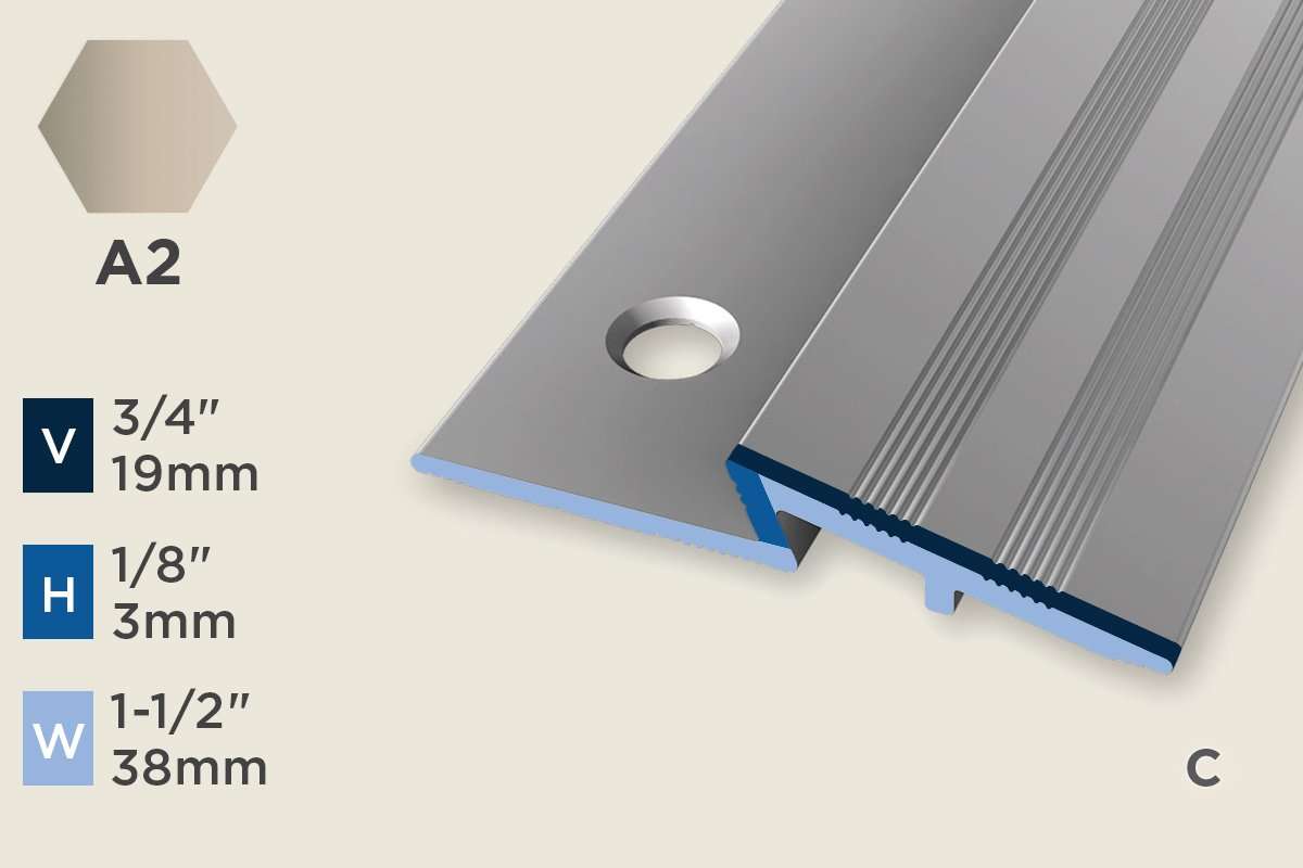 KR-A — Ramp Profile – Pre-fit – Countersunk – Ridged/ADA – 3mm (1/8") – Sand