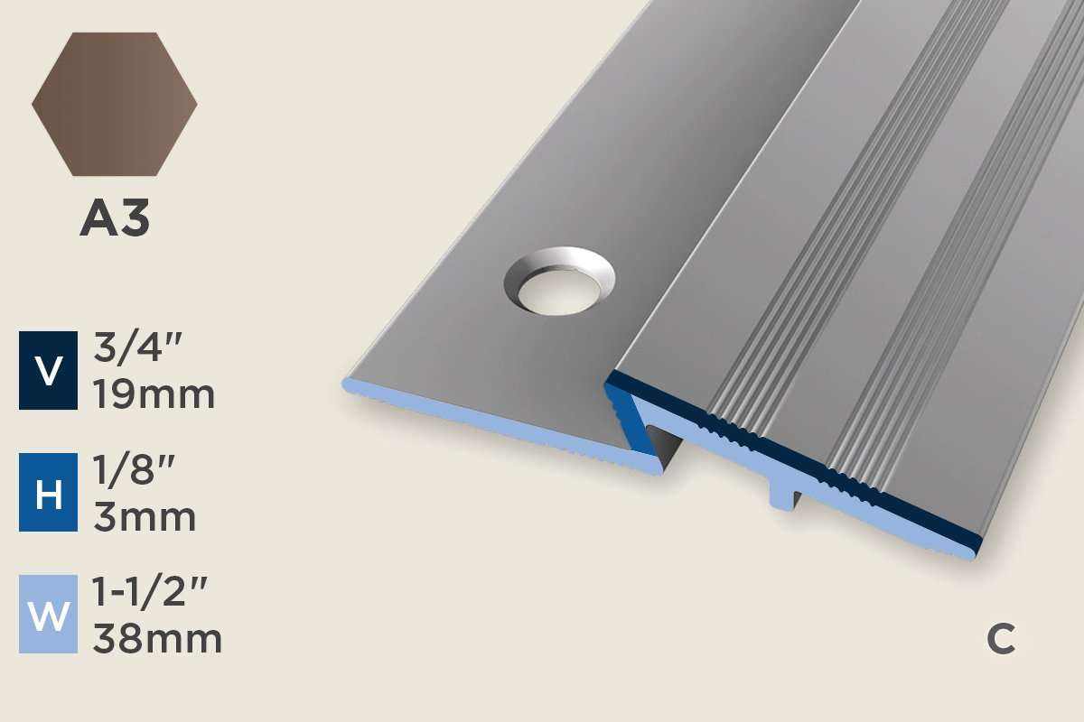 KR-A — Ramp Profile – Pre-fit – Countersunk – Ridged/ADA – 3mm (1/8") – Bronze