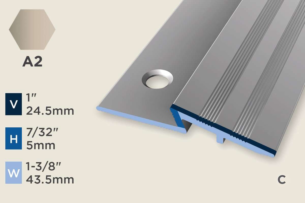 KR-A — Ramp Profile – Pre-fit – Countersunk – Ridged/ADA – 5mm (7/32") – Sand