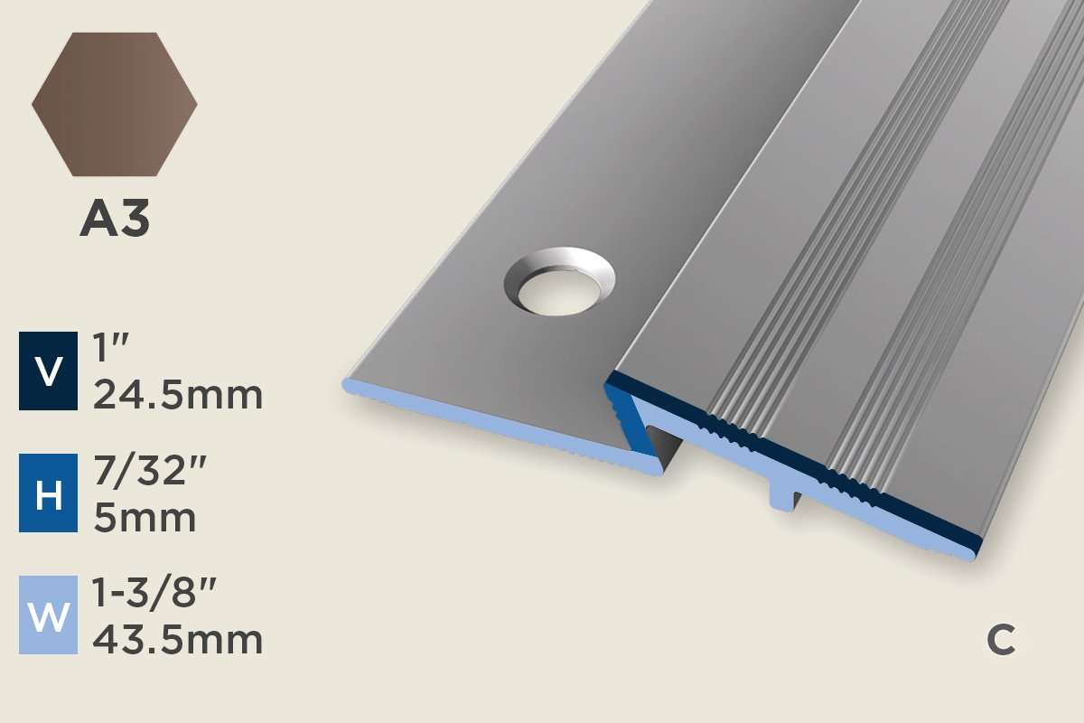 KR-A — Ramp Profile – Pre-fit – Countersunk – Ridged/ADA – 5mm (7/32") – Bronze