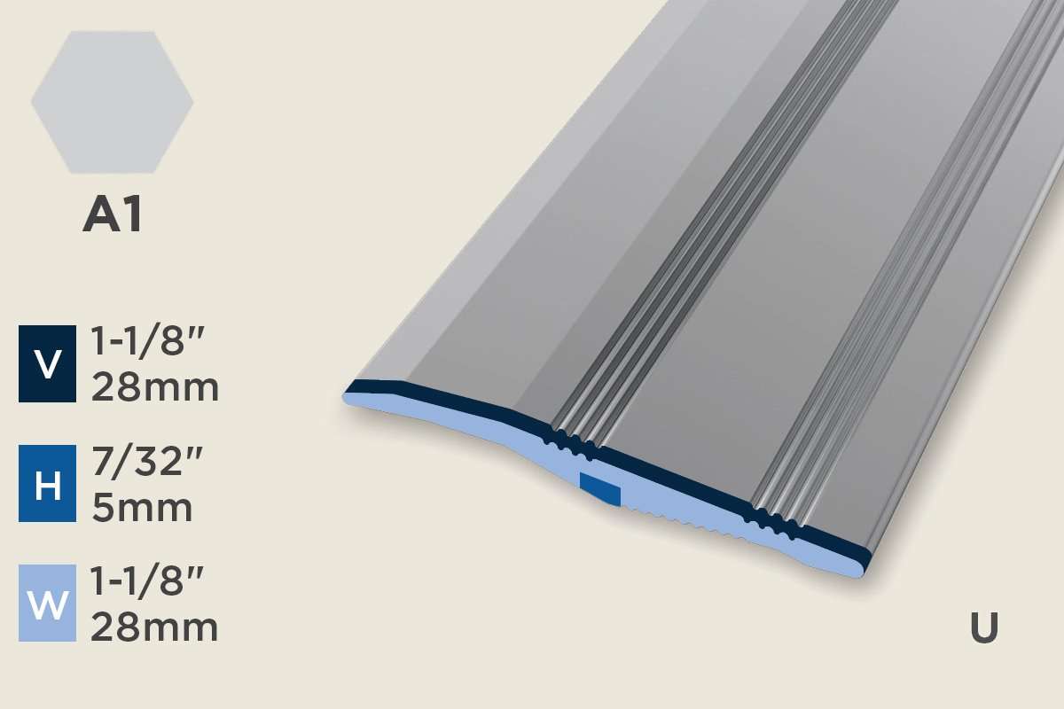 KR-B — Ramp Profile – 5mm (7/32") – Unpunched – Retrofit/ADA – Silver