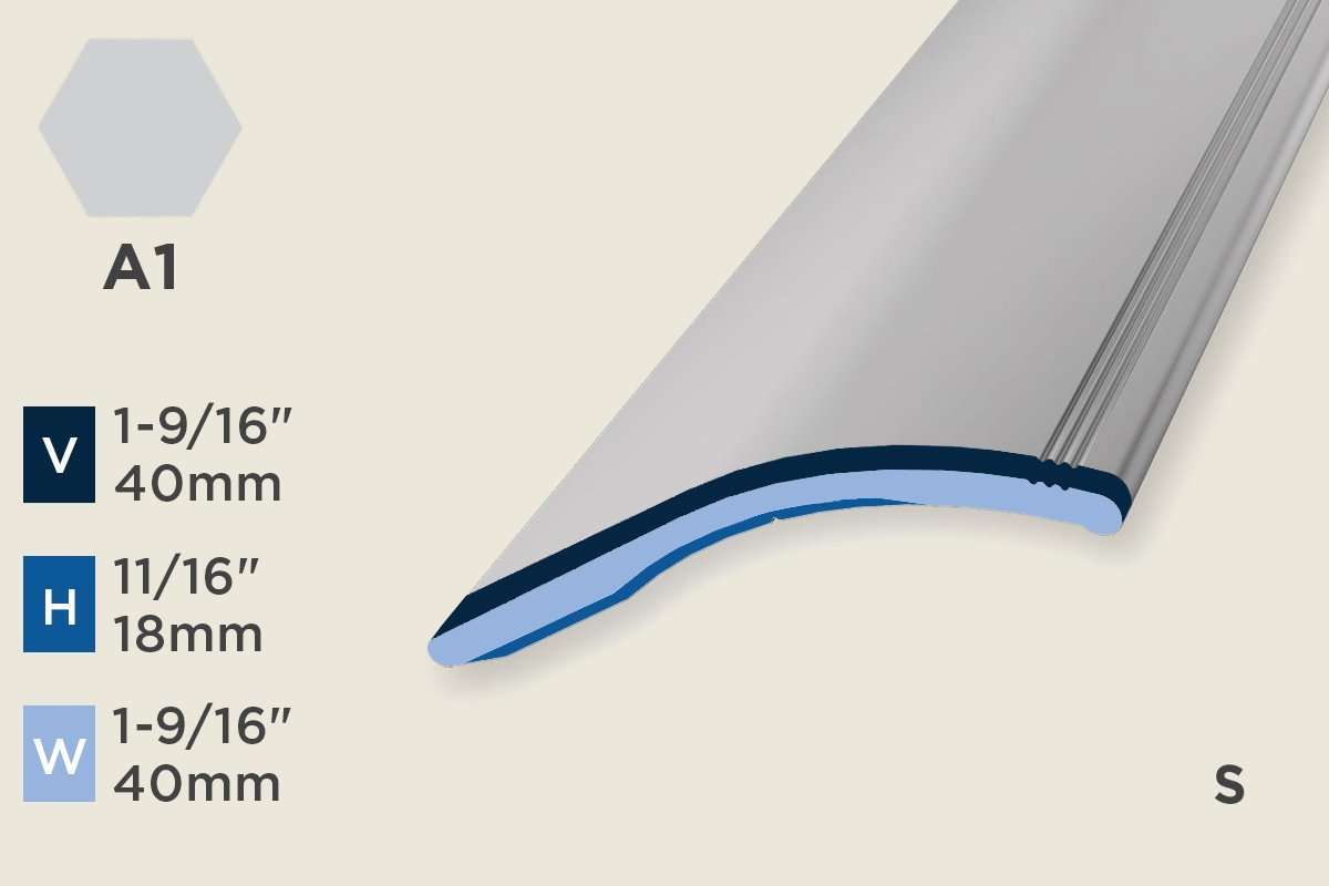 KR-D — Ramp Profile – Self-Stick – Retrofit – 18mm (11/16") – Silver
