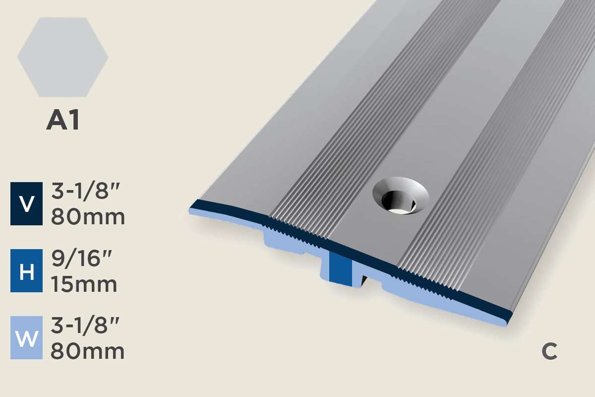 KR-E — Ramp Profile – Ridged/Countersunk – Retrofit – 15mm (9/16") – Silver
