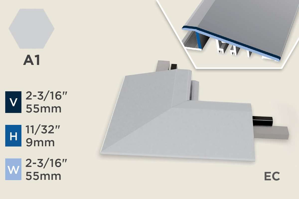 KR-F — Ramp Profile Exterior Corner – Smooth – Pre-fit – 9mm (11/32") – Silver