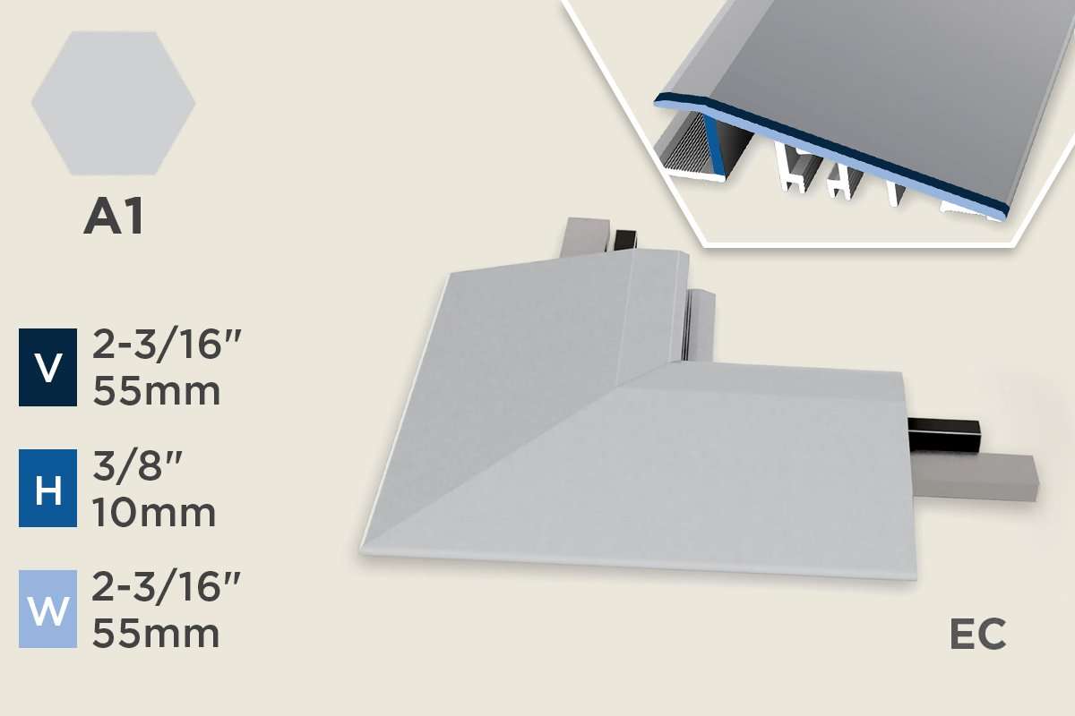 KR-F — Ramp Profile Exterior Corner – Smooth – Pre-fit – 10mm (3/8") – Silver