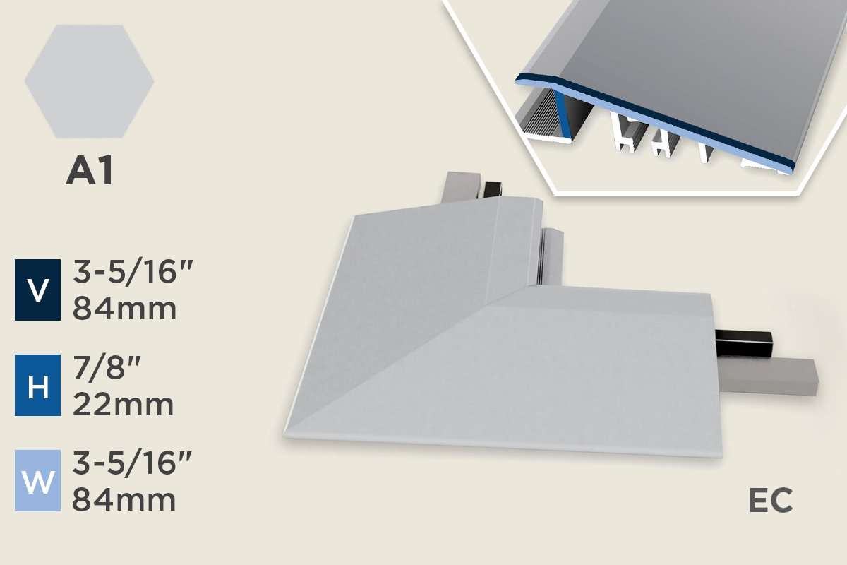 KR-F — Ramp Profile Exterior Corner – Smooth – Pre-fit – 22mm (7/8") – Silver