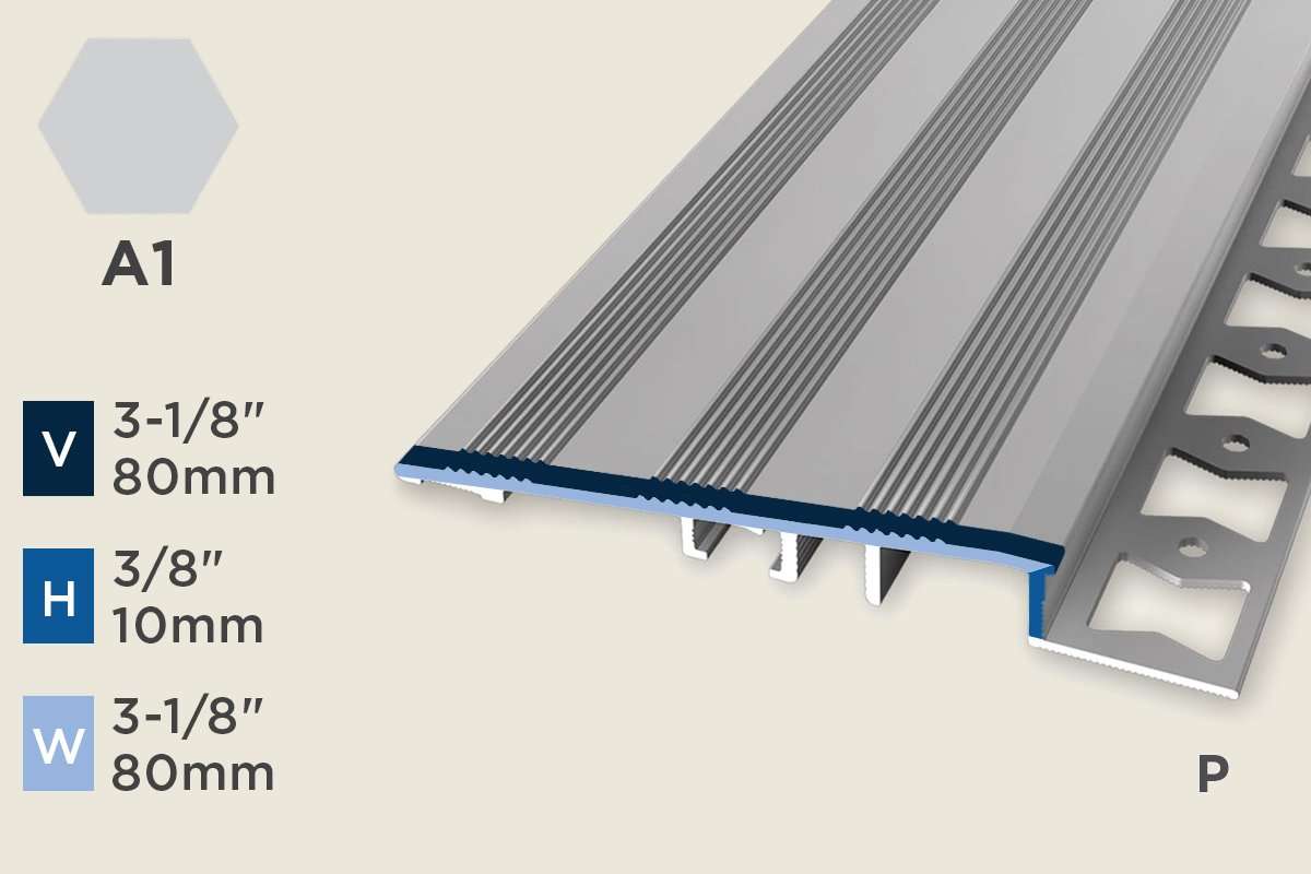 KR-G — Ramp Profile – Pre-fit – Punched/ADA – 10mm (3/8") – Silver