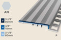KR-G — Ramp Profile – Pre-fit – Punched/ADA – 10mm (3/8") – Aluminum Natural