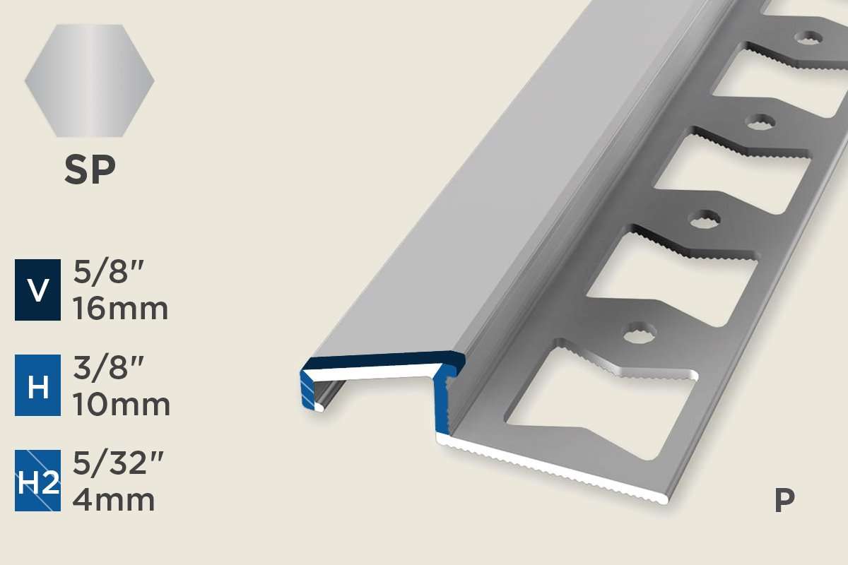 KR-H — Ramp Profile – Pre-fit – Punched/ADA – 10mm (3/8") – Stainless Steel Polished