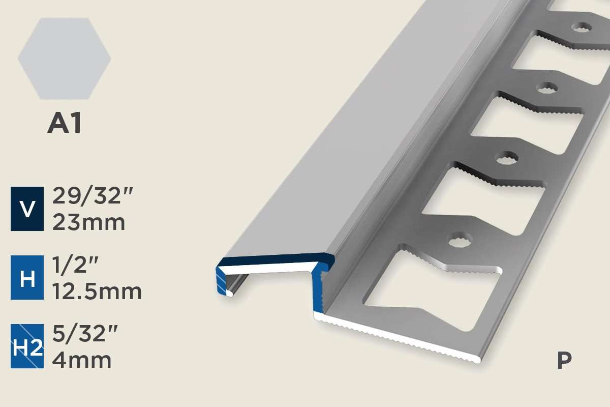 KR-H — Ramp Profile – Pre-fit – Punched/ADA – 12.5mm (1/2") – Silver