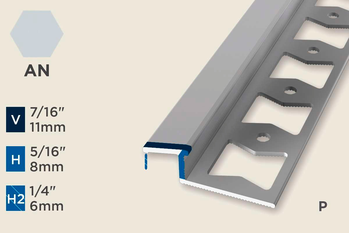 KR-I — Ramp Profile – Pre-fit – Punched/ADA – 8mm (5/16") – Aluminum Natural