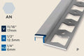 KR-I — Ramp Profile – Pre-fit – Punched/ADA – 12.5mm (1/2") – Aluminum Natural