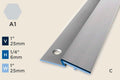 KR-J — Ramp Profile – Pre-fit – Countersunk/ADA – 6mm (1/4") – Silver