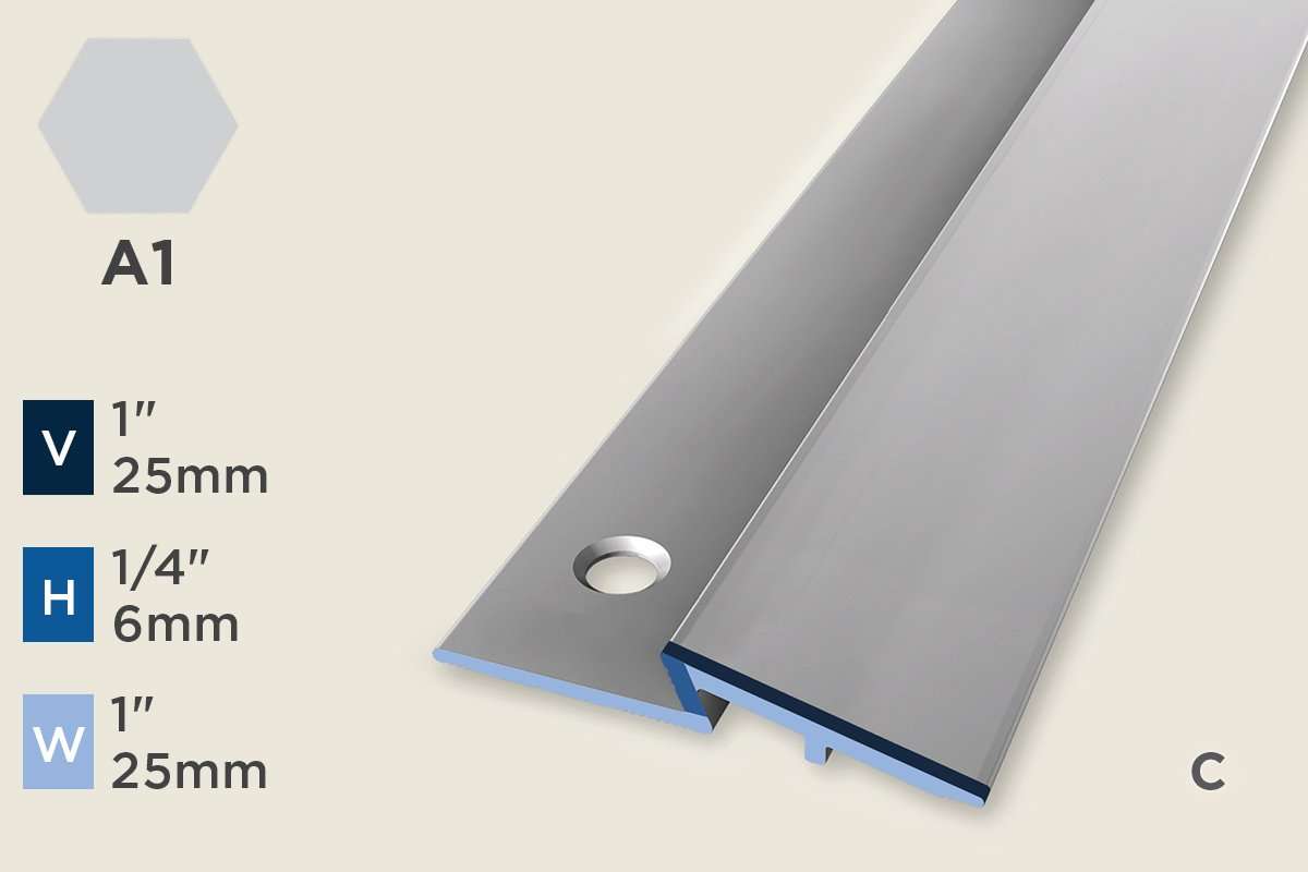 KR-J — Ramp Profile – Pre-fit – Countersunk/ADA – 6mm (1/4") – Silver