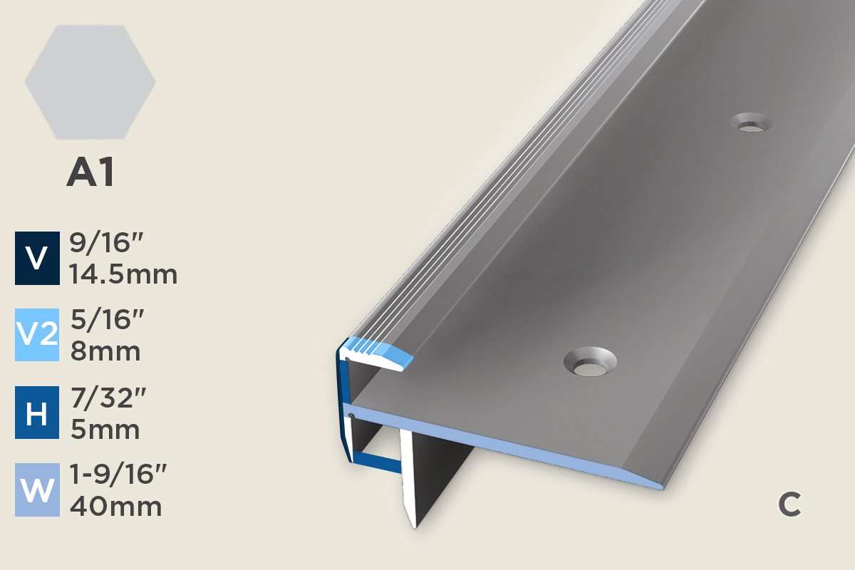 KS-E — Stair Nosing – Pre-fit – Ridged/Countersunk – 5mm (7/32") – Silver