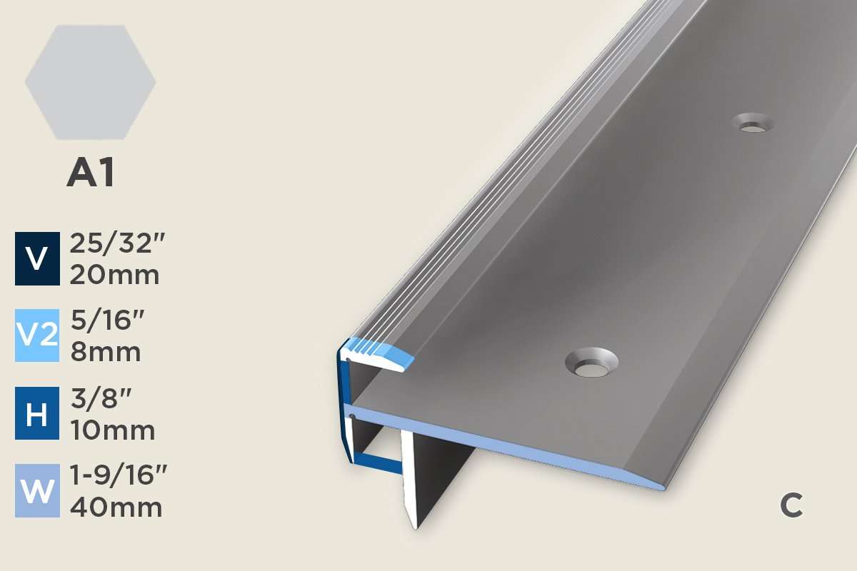 KS-E — Stair Nosing – Pre-fit – Ridged/Countersunk – 10mm (3/8") – Silver