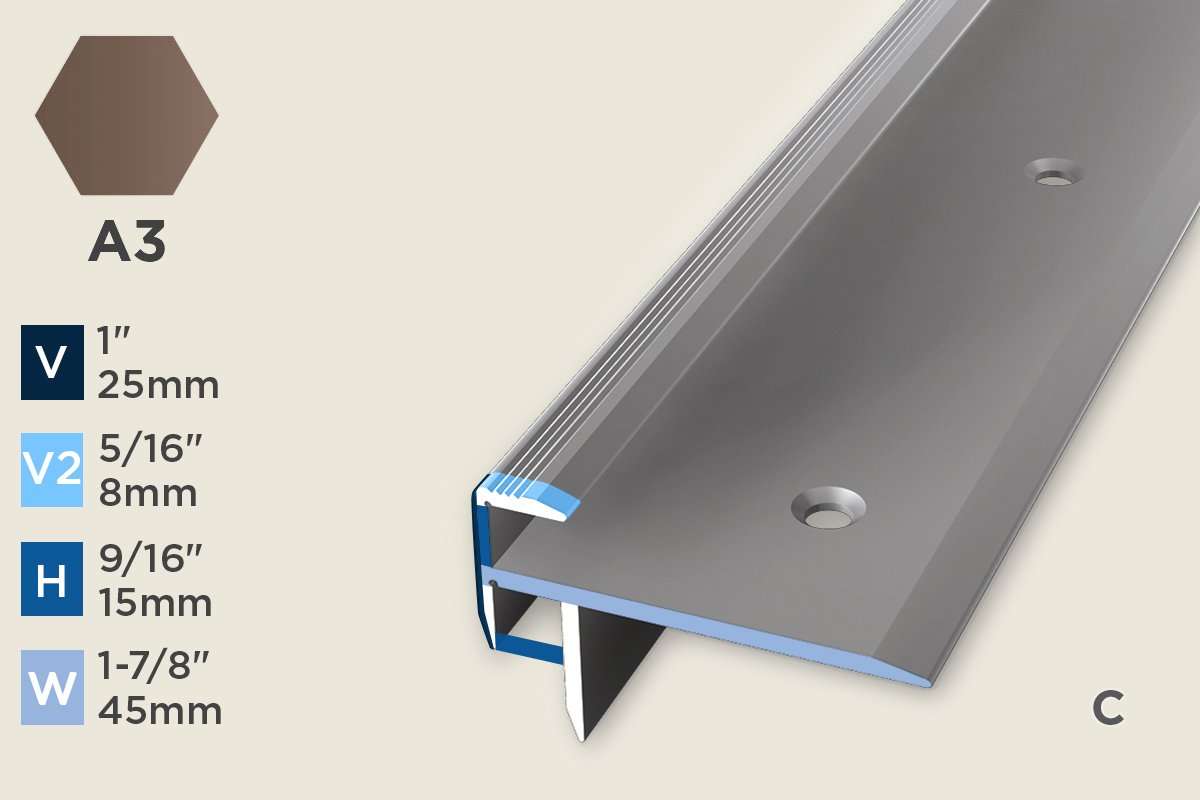 KS-E — Stair Nosing – Pre-fit – Ridged/Countersunk – 15mm (9/16") – Bronze