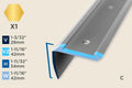 KS-H — Stair Nosing – Retrofit – PVC Insert – 34mm (1-11/32") – Brass