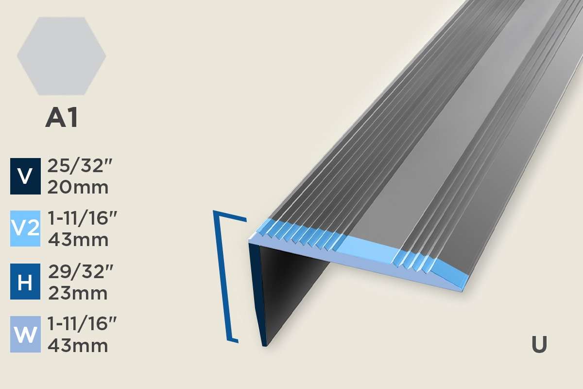 KS-K — Stair Nosing – Retrofit – Ridged – Unpunched – 23mm (29/32") – Silver