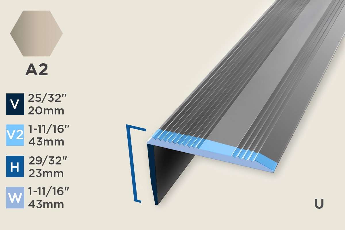 KS-K — Stair Nosing – Retrofit – Ridged – Unpunched – 23mm (29/32") – Sand