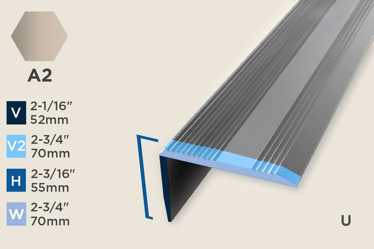 KS-K — Stair Nosing – Retrofit – Ridged – Unpunched – 55mm (2-3/16") – Sand