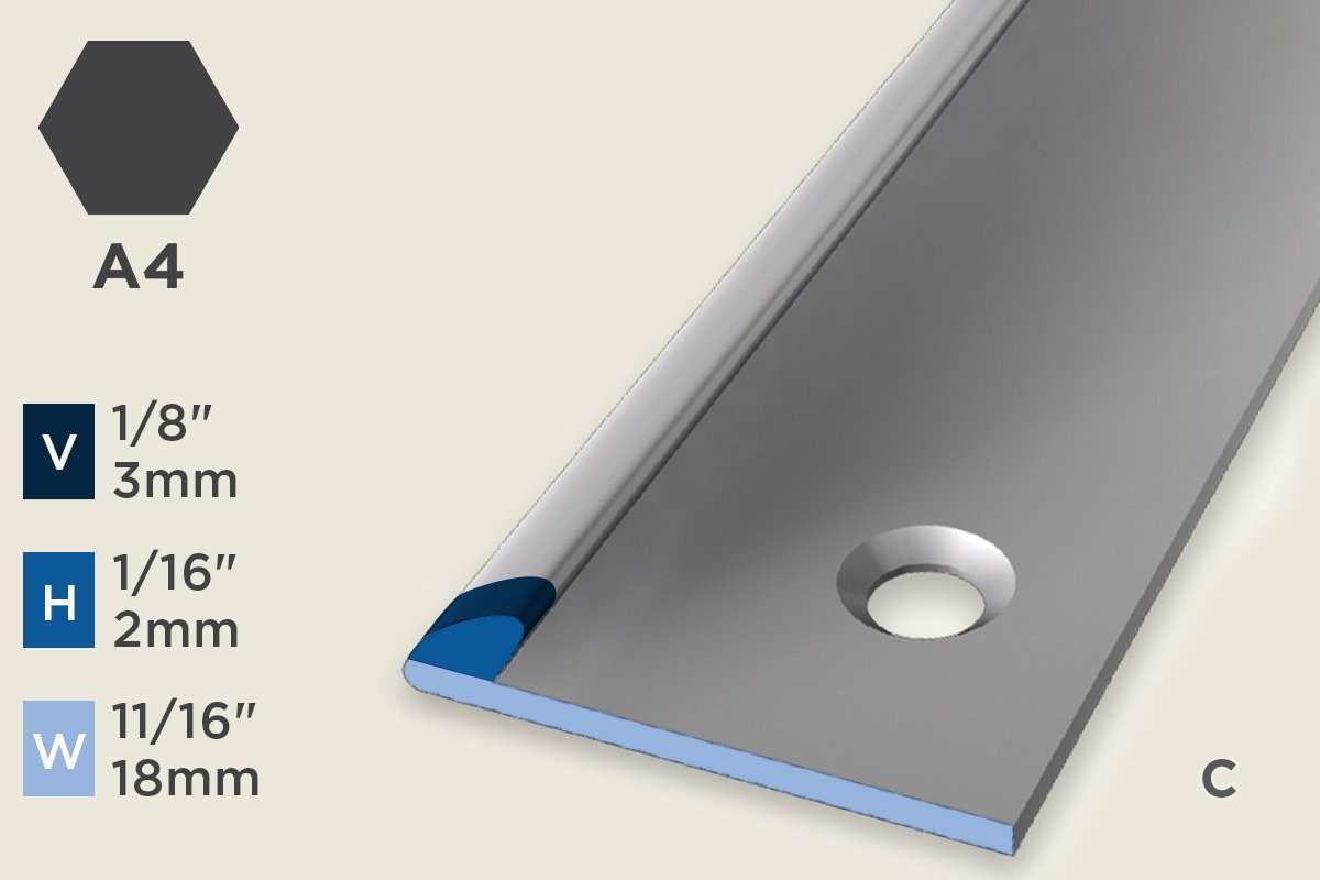KT-A — Transition Profile – Pre-fit Edge Trim – 2mm (1/16") – Countersunk – Matte Black Powder Coat