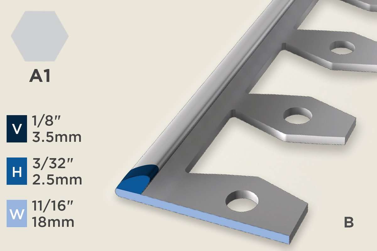 KT-A — Transition Profile – Pre-fit Edge Trim – 2.5mm (3/32") – Bendable – Silver