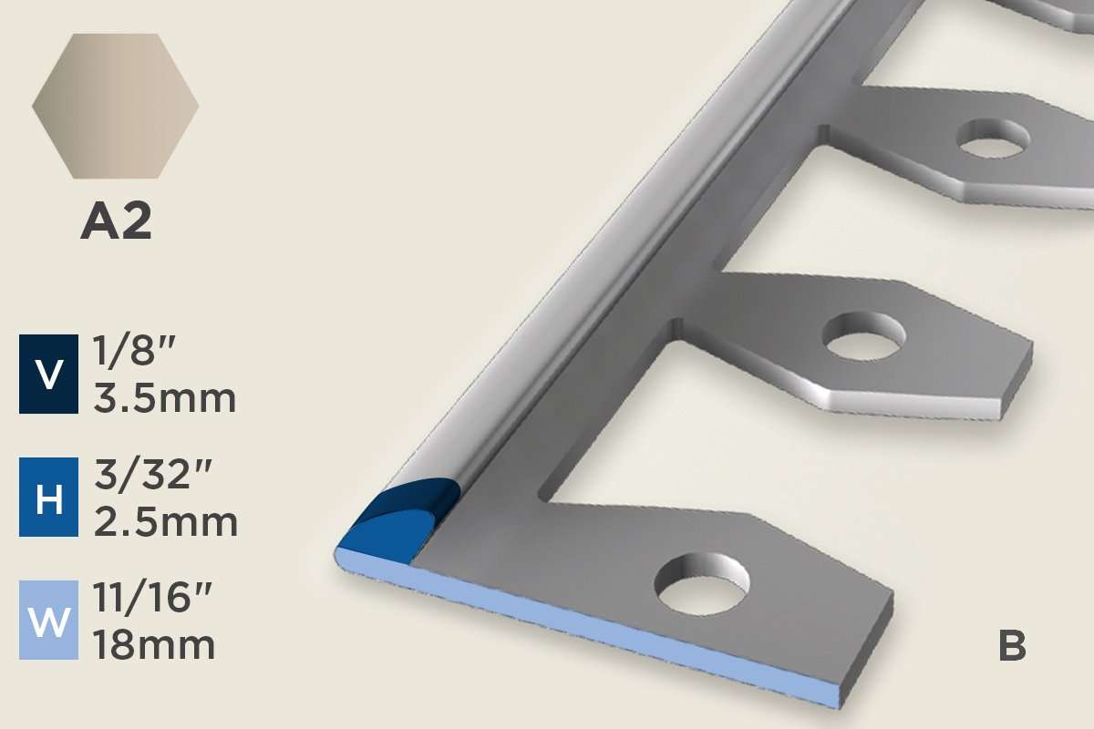 KT-A — Transition Profile – Pre-fit Edge Trim – 2.5mm (3/32") – Bendable – Sand
