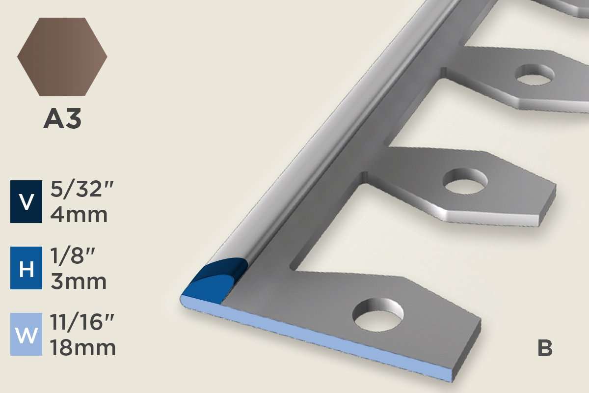 KT-A — Transition Profile – Pre-fit Edge Trim – 3mm (1/8") – Bendable – Bronze