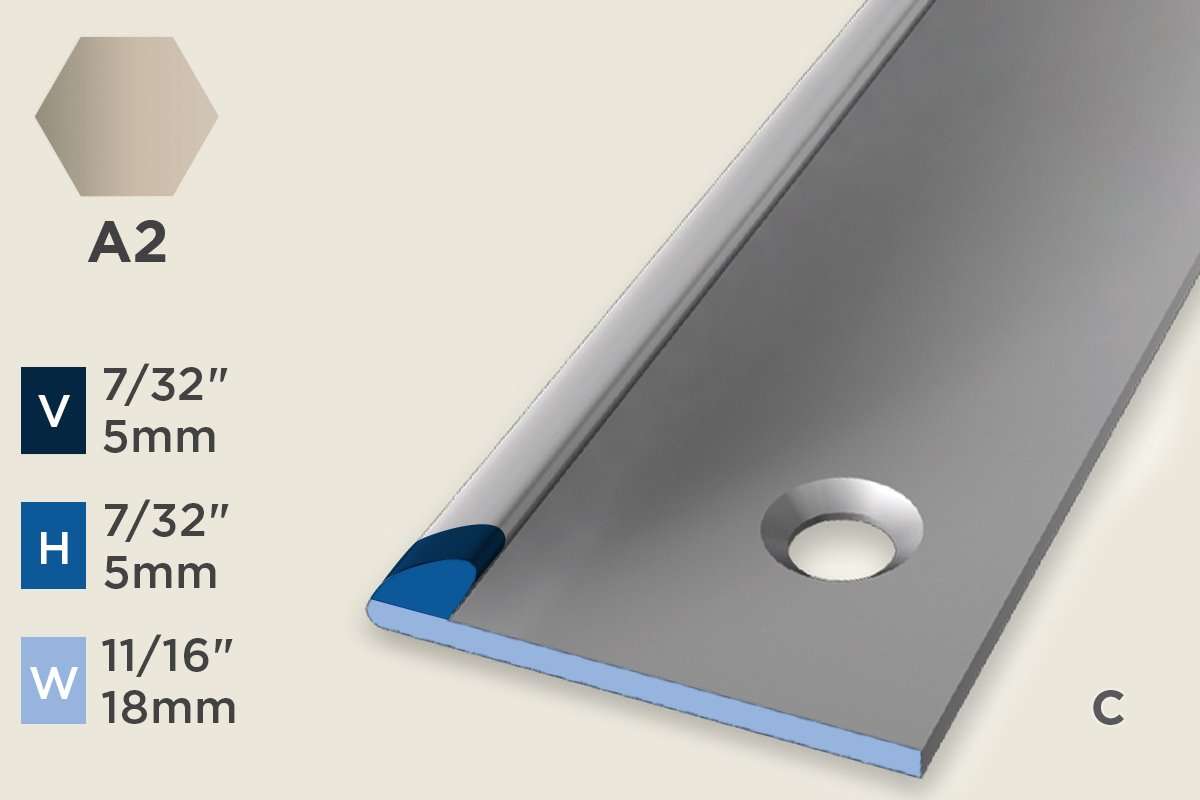 KT-A — Transition Profile – Pre-fit Edge Trim – 5mm (7/32") – Countersunk – Sand