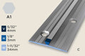 KT-B — Transition Profile – Pre-fit – 3mm (1/8") – Countersunk – Silver
