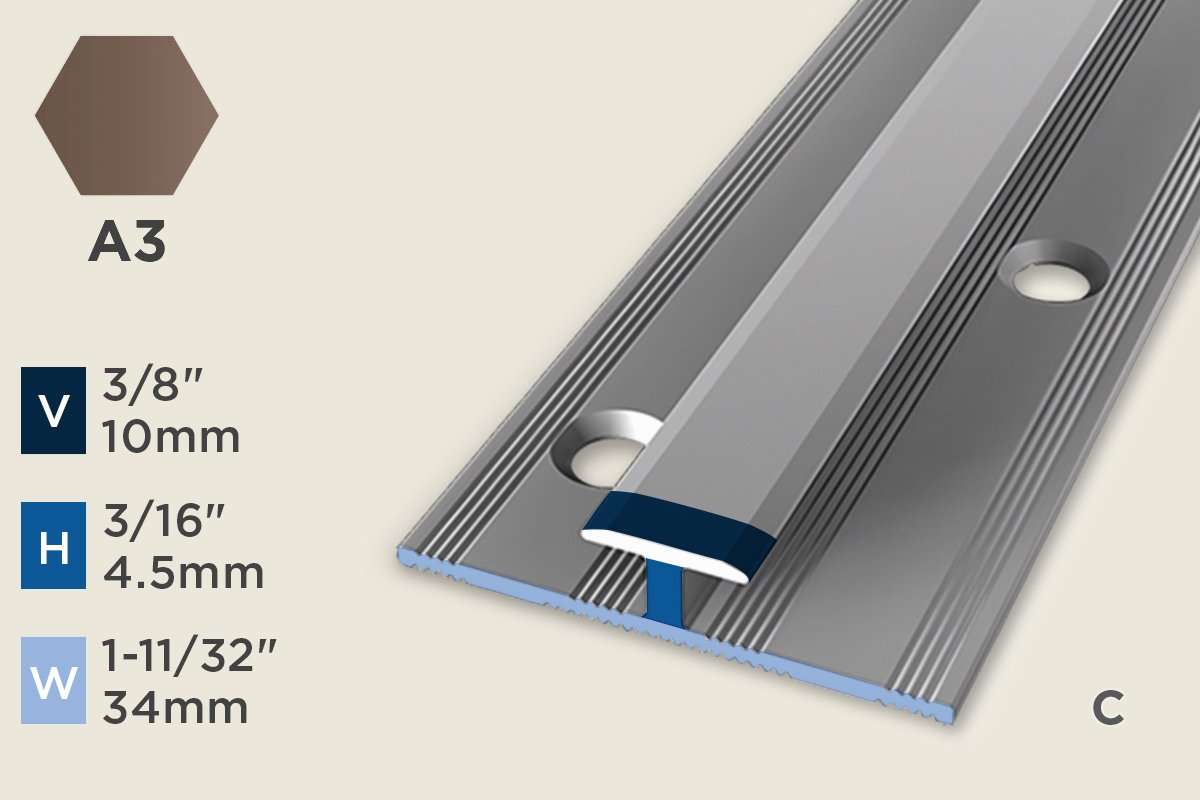 KT-C — Transition Profile – Pre-fit – 4.5mm (3/16") – Countersunk – Bronze