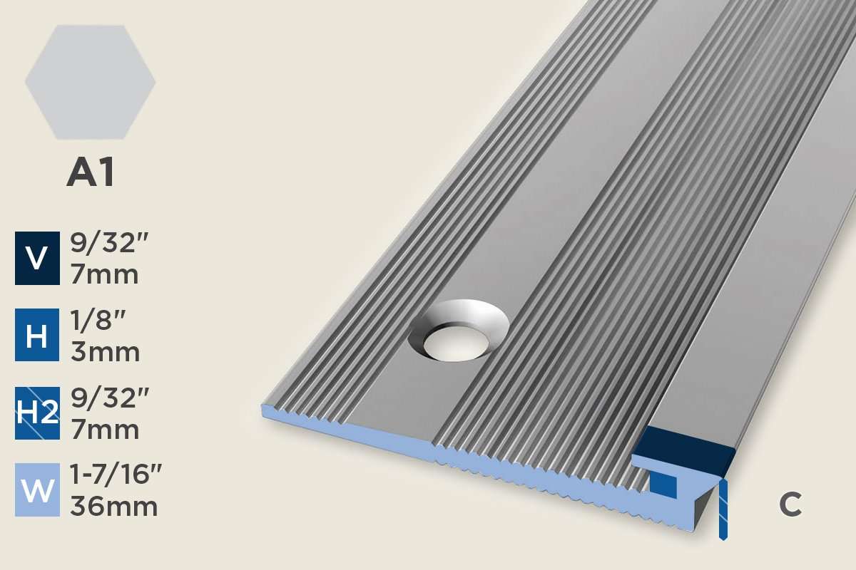 KT-D — Transition Profile – Pre-fit – Countersunk – 3mm (1/8") – Silver