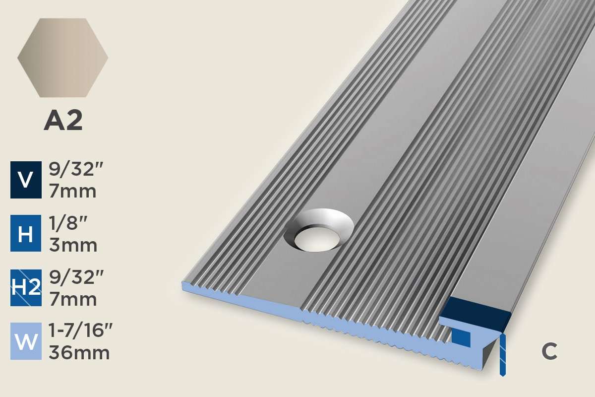 KT-D — Transition Profile – Pre-fit – Countersunk – 3mm (1/8") – Sand