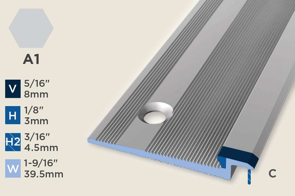 KT-E — Transition Profile – Pre-fit – Countersunk – 3mm (1/8") – Silver